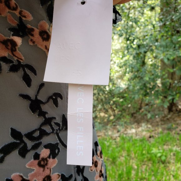 AVEC LES FILLES Burnout Party Dress in Gray + Pink Floral Size 2 New - Picture 11 of 16